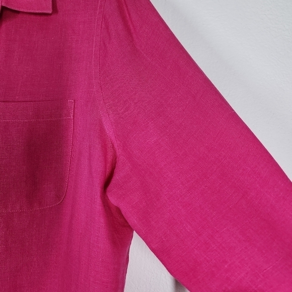 CHICO'S LINEN BUTTON FRONT BLOUSE - Picture 5 of 8